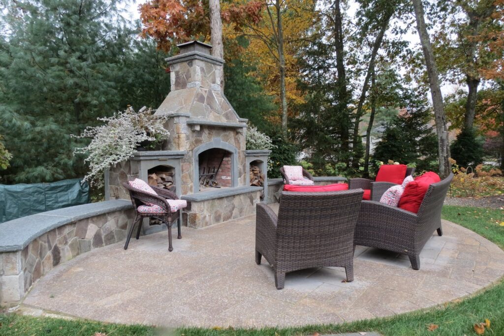 wood burning outdoor fireplace 